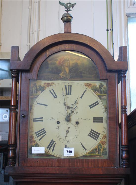 Mahogany longcase 8 days clock with painted dial